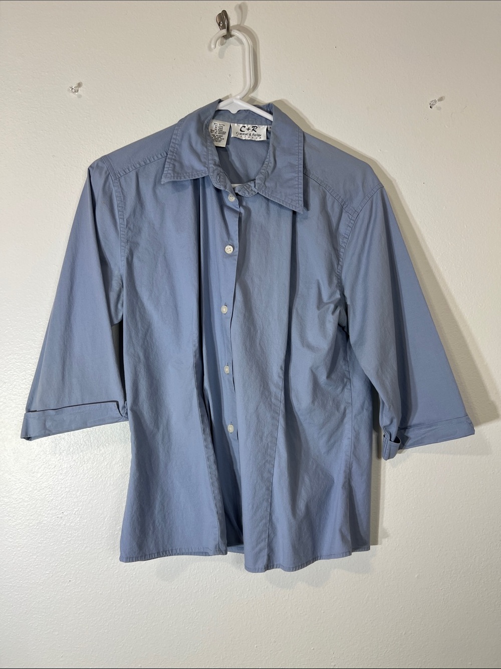 Women's Light Blue Button-Down Shirt cotton